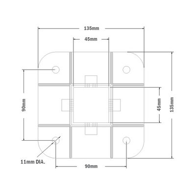 33-4545-1SS MODULAR SOLUTIONS MOUNTING FOOT 4 SIDED FOR 45 X 45 FULLY ENCLOSED